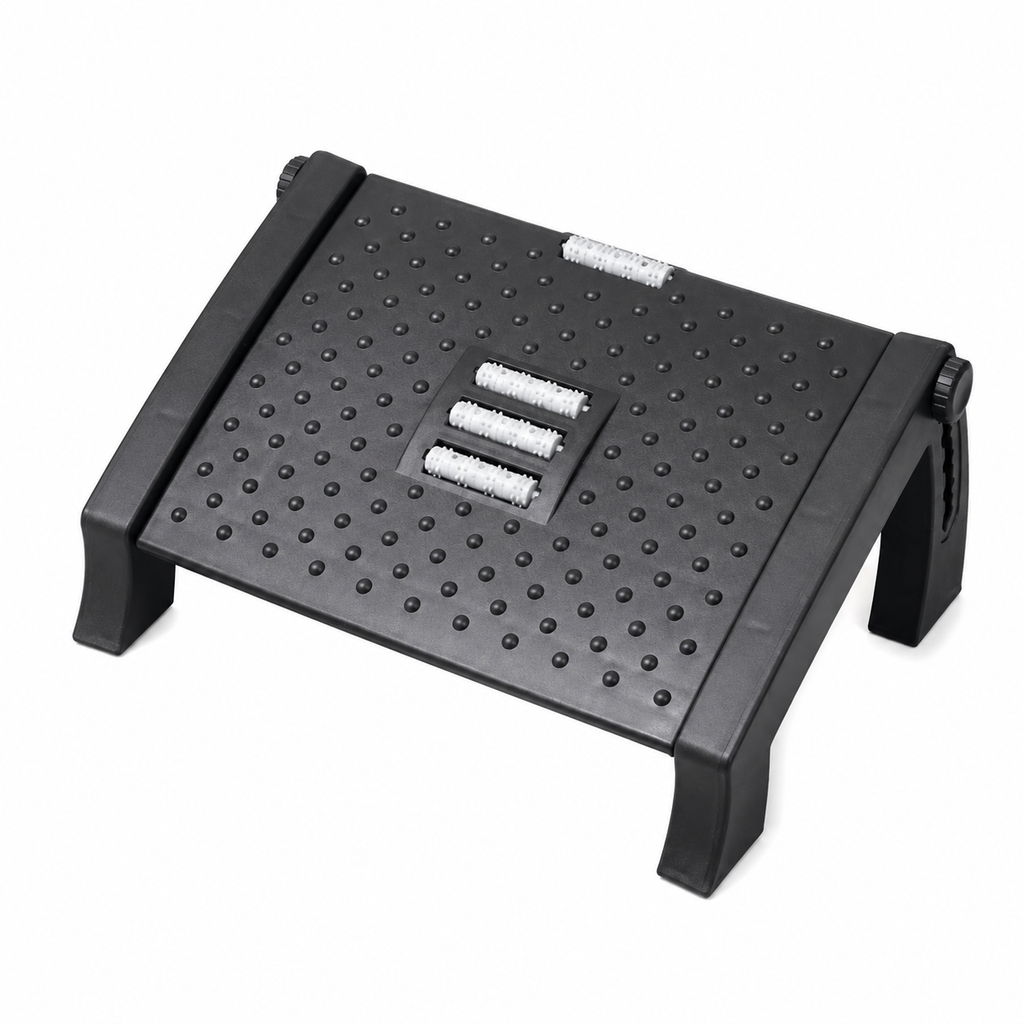 Ergonomic Adjustable Footrest with Massage Rollers
